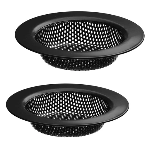 Baoer Tech Ltd Black Kitchen Strainer Bathroom Sink Strainer, Stainless Steel Drain Filter, Prevent Clogging, 4.5 Inch/11cm Outer Diameter, Dishwasher Safe, Pack of 2