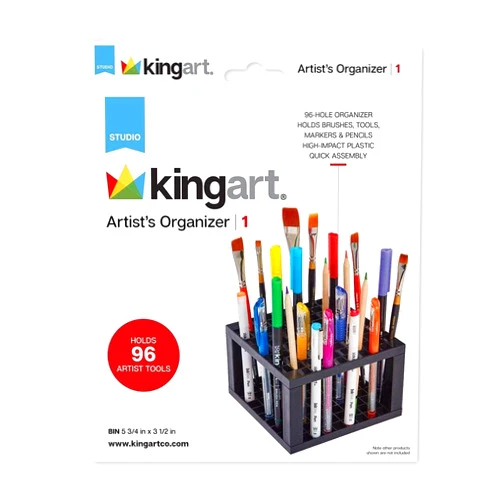 KINGART 903 Desktop 96-Hole Artist Studio Organizer for Holding Pens, Paint Brushes, Colored Pencils, Markers & Scissors & More