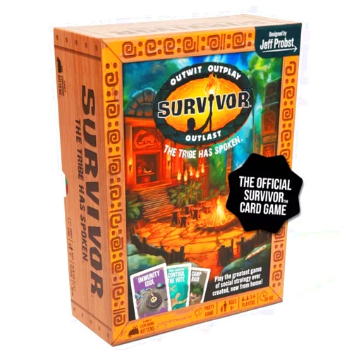 Exploding Kittens LLC Survivor: The Tribe Has Spoken by Exploding Kittens - The only Official Card Game for Survivor Fans - Family Party Game for Ages 8 and up - 3 to 6 Players - Great for Adults, Teens & Kids