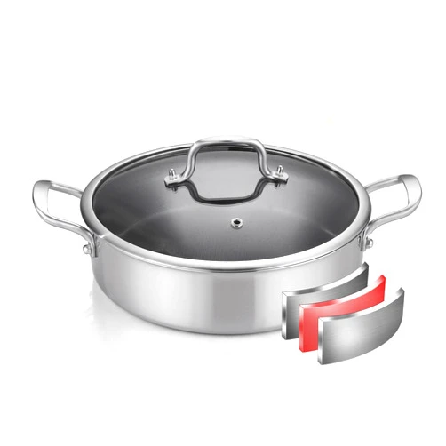 Yeksum Tri-Ply Stainless Steel 7 Quarts Saute Pan, 12 Inch Nonstick Skillet with lids, Fast even Heat cookware, Hybird Large Frying Pan, 18/10 Chef's Cooking Pan, Induction Pan, Dishwasher and Oven Safe