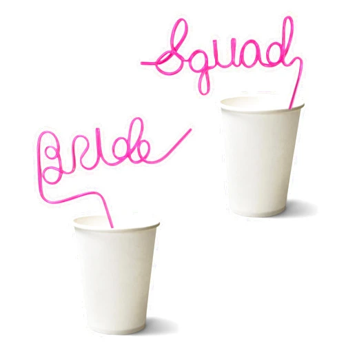 PinkFish Shop Bride Straw and Squad Straw | Bridal Shower Decoration and Bachelorette Party Favor