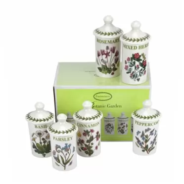 Portmeirion Botanic Garden Set of 6 Spice Jars (Assorted Motifs)