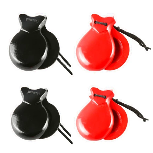Corbekel 2 Pairs Spanish Castanets with String, Traditional Spanish Flamenco Castanets for Adults, Wooden Musical Percussion Instruments for Beginners(RED+BLACK)
