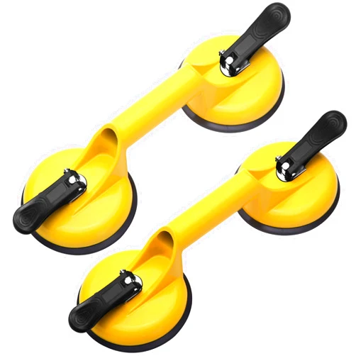 FCHO Suction Cups Heavy Duty Aluminum Vacuum Plate Handle Glass Holder Hooks to Lift Large Glass/Tile Lifter/Moving Glass/Pad for Lifting/Dent Puller (2 Pack)