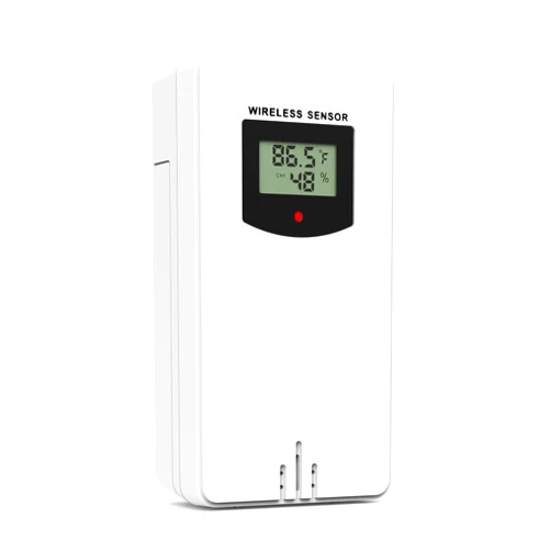 Grilza Remote Sensor Wireless for Weather Station Indoor Outdoor, Temperature & Humidity Gauge for Other Same Series, Battery Powered