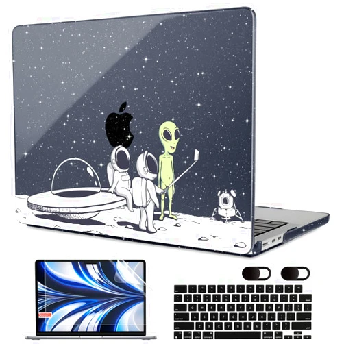 MEEgoodo Case for M4/M3/M2 MacBook Air 13.6 inch Case 2025 2024 2022, Fit Model A3240/A3113/A2681, Laptop Hard Shell with Keyboard Cover Compatible with MacBook Air 13 inch, Astronauts & Alien