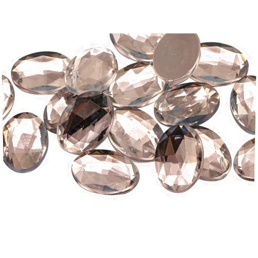 Allstarco 18x13mm Crystal Clear .AC Flat Back Oval Acrylic Rhinestones Plastic Costume Gems Cosplay Embelishments Decorations - 35 Pieces