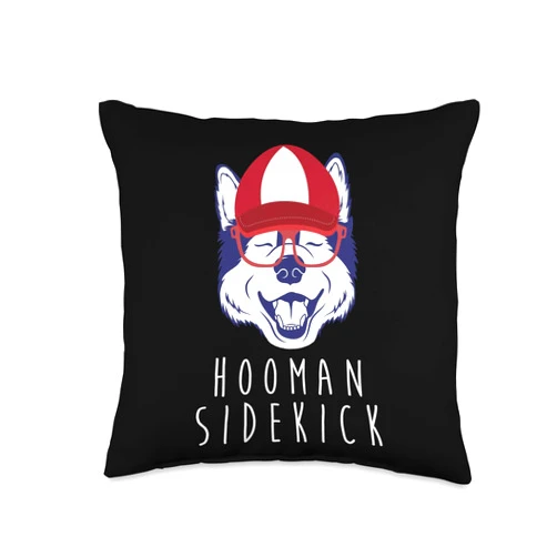 Doggy Cool Smiling Paw Animal Dog Love Cute Breed Siberian Husky Dog Pet Owner Lover Puppy Cute Happy Gift Throw Pillow, 16x16, Multicolor