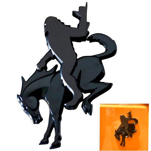 AKLOPE Add-A-Squatch to Your Bronco, 3x4 inch Emblem Overlay, Black and Bronze Design, 3M Adhesive Decal for 2021-2025 Models (Black, Loose & Horse Emblem Set)