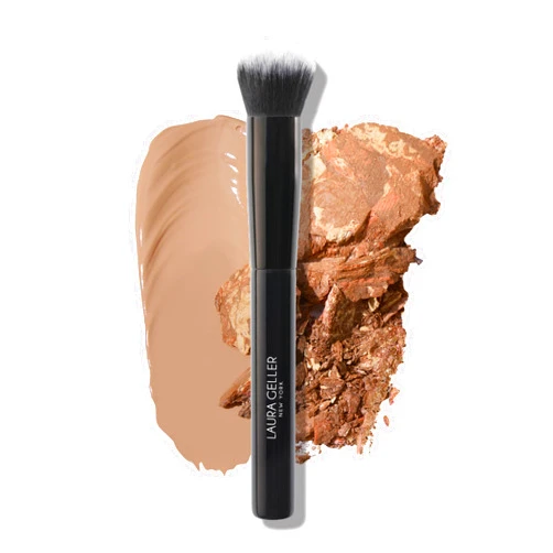 LAURA GELLER NEW YORK Foundation Makeup Brush with Wooden Handle in Midnight Black – Works with Foundation, Concealer, Blush – For Applying and Blending Liquid, Cream or Powder Makeup