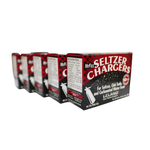MrFizz Sod Leland Mr Fizz Seltzer 8g CO2 Charger 50PK Compatible With All 1 Liter/Quart Soda Siphons, Silver