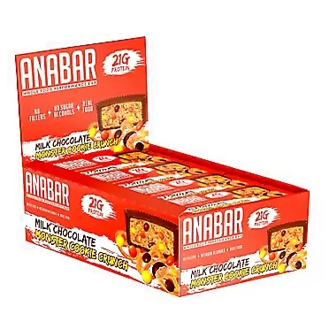 FINAL BOSS PERFORMANCE ANABAR Anabar Protein Bar, Whole Food Performance Bar, Amazing Tasting Protein Bar, Real Food, No Fillers, 21 Grams of Protein (12 Bars, Milk Chocolate Monster Cookie Crunch)