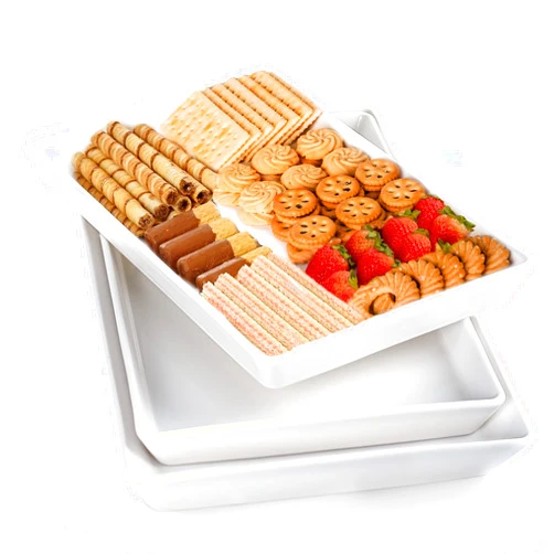 Delling Large Serving Platter, 16/14/12 Inch Serving Plates, White Rectangular Porcelain Platters for Serving Food, Serving Trays for Party, Entertaining, Appetizer, Fruit, Sushi - Set of 3