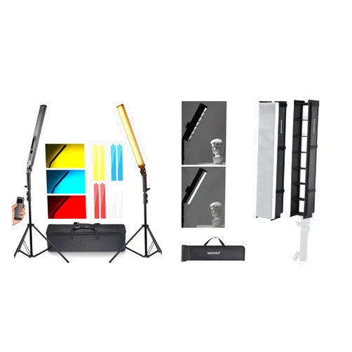 NEEWER Upgraded LED Video Light Stick 2.4G Control with Softbox Diffuser, 2 Pack Handheld Dimmable 3200K~5600K CRI97+ Video Lighting with Stands/Filters for Video Recording Photography Gaming, BH20B
