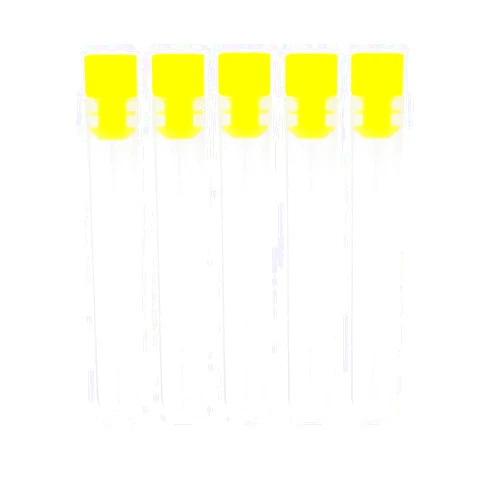KANGJIAN Test Tubes Plastic (PP) with Yellow Caps, 11.4 X 76 mm 25 Pack
