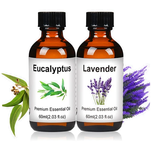 Wtrcsv Essential Oil Set, Lavender Essential Oils and Eucalyptus Essential Oil for Diffuser & Aromatherapy,Soap Making, Candle Making 2 X 60ML