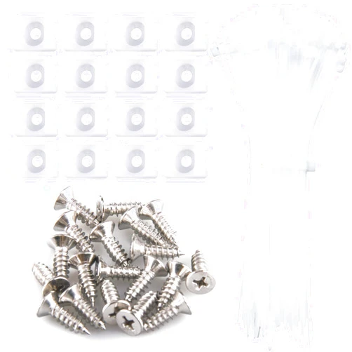 NICERINC 100 Pieces Cable Tie Mount Base Saddle Type Mount Wire Holder, 100 Pieces Cable Zip Ties with Self-Locking (203.2 x 3.3mm) and 100 Pieces Deep Thread Pan Head Screws (WHITE)