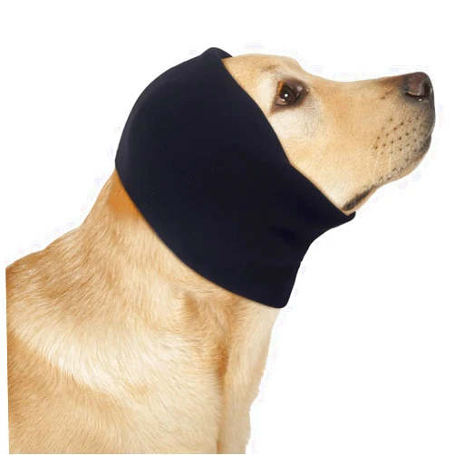 COMFPET No Flap Ear Wraps for Dogs, Dog Snood for Ear Hematoma, Pet Ear Muffs, Ear Cover for Cats and Dogs, Ear Care, XL(Black)