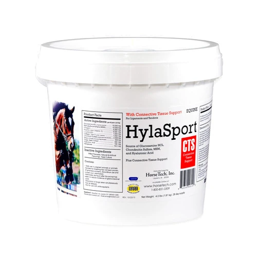 HorseTech, Inc. Horsetech HylaSport CTS. Nutritional Support for Equine Connective Tissue, Ligaments and Tendons. Formulated for Heavy-Working Sport Horses or Horses Recovering from Connective Tissue Injuries.