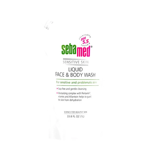 SEBAMED Liquid Face and Body Wash Refill Bag for Sensitive and Delicate Skin pH 5.5 Ultra Mild Dermatologist Recommended Cleanser 33.8 Fluid Ounces (1 Liter Pouch)
