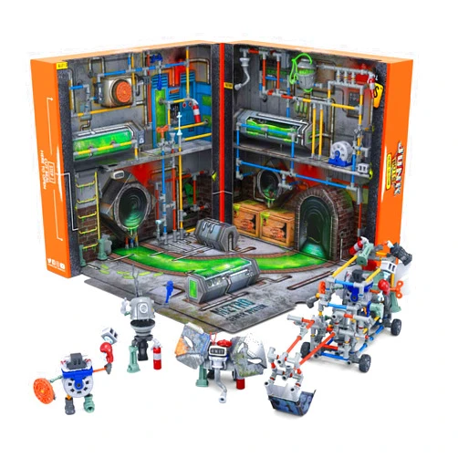HEXBUG JUNKBOTS Large Factory Habitat Metro Sewer System, Surprise Toy Playset, Build and LOL with Boys and Girls, Toys for Kids, 285+ Pieces of Action Construction Figures, for Ages 5 and Up