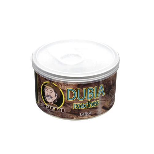 Jungle Bob - Canned Dubia Roaches - Preserved Feeder Insect Food for Reptiles - High Protein - Easy to Dispense from Can - Reusable Plastic Lid - Odor Free - Large - 1.23oz - Approximately 25 Count