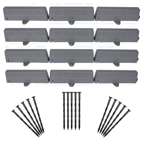 MSISILY Landscape Edging Border with Anchoring Spikes, 30Pcs Garden Edging Border, Landscape Edging for Lawn & Garden, Easy No Dig Installation, Flower Bed Gray Stone Effect Lawn Border (30Pcs,24FT, Gray)