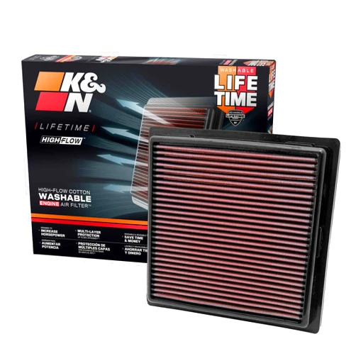 K&N High-Flow Original Lifetime Engine Air Filter: Increase Power & Towing, Washable, Premium, Replacement Air Filter: Compatible with 2010-2019 Jeep/Dodge SUV V6/V8 (Grand Cherokee, Durango), 33-2457