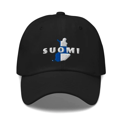 LEJJ Gear Finnish Flag of Finland Suomi (Embroidered) Dad Hat Black