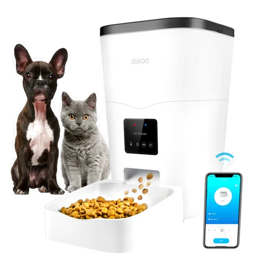 Dokoo Automatic Cat Feeders, App Control Smart Pet Food Dispenser with Portion Control&Timer Setting, Auto Dog Feeder 1-10 Meals, Voice Record, Small & Medium Pets,2.4G Wi-Fi ONLY, 3L/13cup (White)