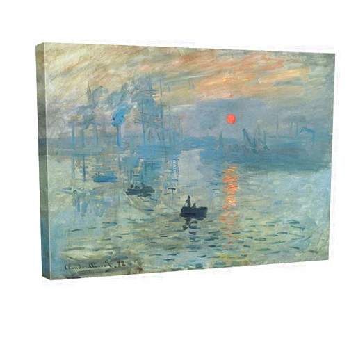 Wieco Art Giclee Canvas Prints Wall Art of Claude Monet Classic Oil Paintings Reproduction for Home Office Decor Impression Sunrise Extra Large Modern Gallery Wrapped Seascape Sea Picture Artwork