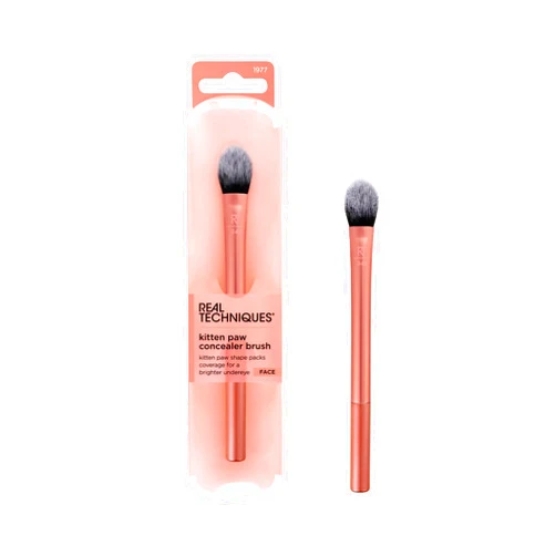 Real Techniques Brightening Concealer Makeup Brush, Viral Kitten Paw Brush Conceals Under Eyes, & Imperfections, Cover Dark Circles, For Brightener & Concealer, RT 242 Brush, Cruelty-Free, 1 Count