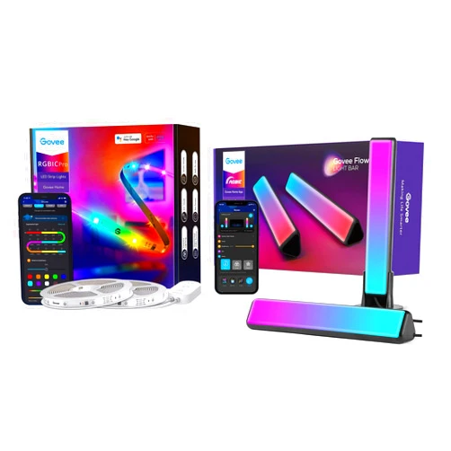 Govee 65.6ft RGBIC LED Strip Lights, Smart WiFi LED Strip App Control, Bundle with Govee Smart Light Bars, RGBICWW Smart LED Lights with 12 Scene Modes and Music Modes, Bluetooth Color Light Bar