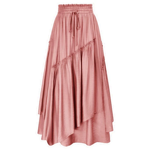 Scarlet Darkness Women Renaissance Layered Long Skirt Elastic High Waist Tiered Skirt with Pockets