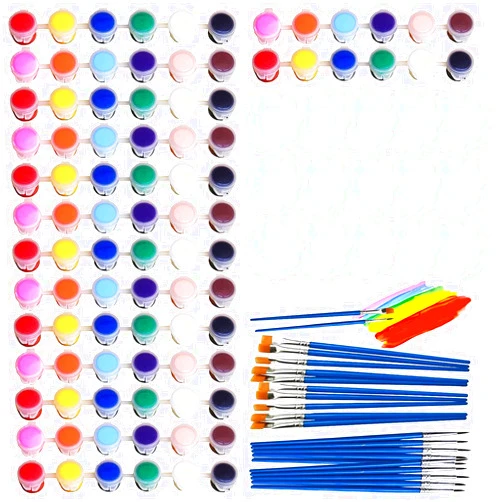 Aulufft 180pcs Mini Acrylic Paint Set,12 Colors Acrylic Paint Strips with 30 pcs Paint Brushes for Kids&Adults,Kids Container Strips Storage for Children Painting Artistic Crafts