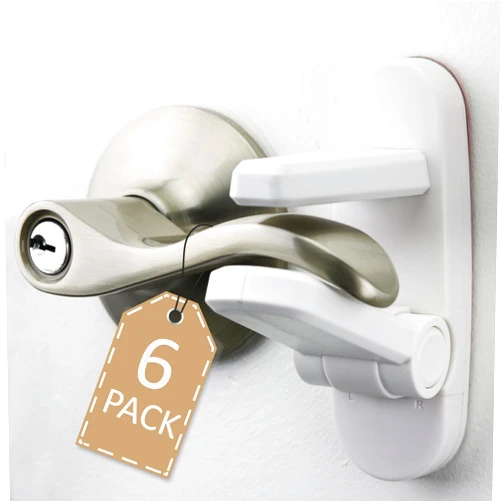Wappa Baby Door Lever Lock (6 Pack) Prevents Toddlers from Opening Doors. 3.25