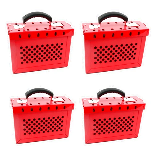 Alamanda Lockout Tagout Lock Box Portable Loto Box Kit Safety Padlock Box 4 Pack for Lock Out Tag Out Station