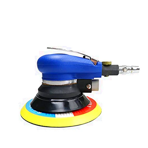 BORNTUN Air Palm Random Orbital Sander, Dual Action Pneumatic Polisher Speed Adjustable Grinding Sanding (Blue, 5 inch)