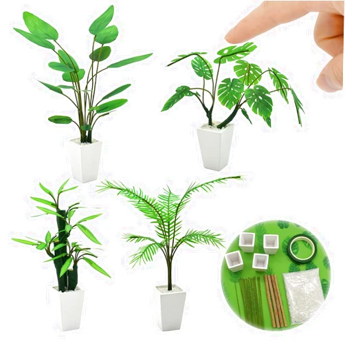 iLAND Dollhouse Accessories of Miniature Plants, Mini Dollhouse Plants DIY Kit, Fits Fairy Garden & Elf on The Shelf on 1/12 1/6 Scale