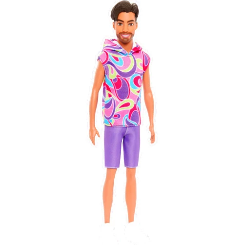 Barbie Fashionistas Ken Doll #227 with Look Inspired by The Totally Hair Look, Brunette with Short Beard & Slender Body Type, 65th Anniversary Collectible