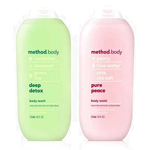 Modhui Method Body Body Wash - Deep Detox & Pure Peace - Set of 2 (Each 18 fl oz 532 ml) 17.99 Fl Oz (Pack of 2)