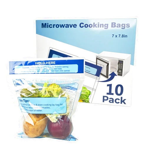 TMEDW 10 Pack Steam Cooking Bags, Steam Food Storage Bags, Microwave Steamer Bags for Vegetables, Seafood and Meat, Microwave and Freezer Safe