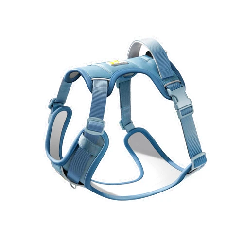 WOOFO Core Dog Harness with Handle and Pocket, Sliver ion Inner Fabric, Wear-Resistant Shell Fabric, Reflective and Soft Padded (Capri Blue, Size Small)