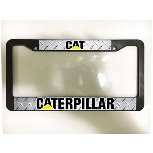 Urbanrags License Plate Holder Aluminum Alloy CAT Caterpillar Diamond Plate Truck Construction Chrome Black License Plate Frame New Holder
