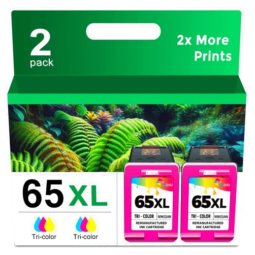 Ubinki Remanufactured Ink Cartridge Replacement for HP 65 XL 65XL HP65XL HP65 (Tri-Color, 2-Pack) Work with 5000 5055 3755 3700 3772 3722 2600 3752 2652 2655 2622 5052 5010 5014 Printers