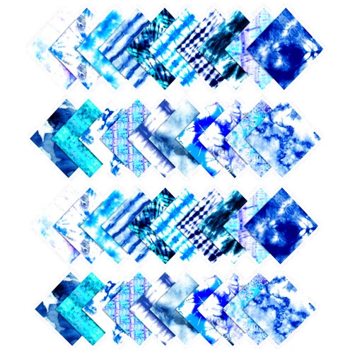 Soimoi Precut 10-inch Tie Dye Prints Cotton Fabric Bundle Quilting Squares Charm Pack DIY Patchwork Sewing Craft- Blue-YF