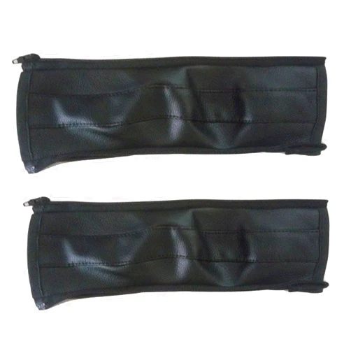 Zhouocea Baby Stroller Armrest Protective Cover, 2 Pcs Pushchair Handle Covers with Zipped Leather Baby Pushchair Strap Covers Baby Stroller Handle Covers(Black) (25 * 10.5 * 1.5)
