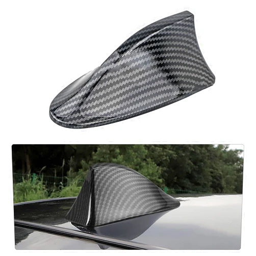 Wogomz Shark Fin Antenna Cover for Car, Auto Top Roof Aerials AM/FM Radio Signal Base with Adhesive Tape, Decorative Top Mounted Dummy Roof Aerial, Universal Car Accessories (Carbon Fiber)