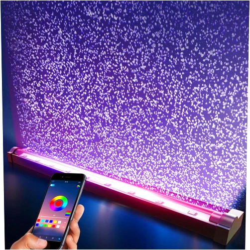 POZANKI Smart App-Controlled LED Aquarium Light with 16 Million Colors, 12 Dynamic Effects, Fish Tank Light with Nano Air Bubble for Aquarium Bubbler Decorations, Submersible Fish Tank Accessories - 9.3''
