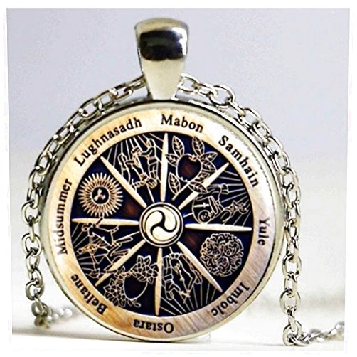 XLPING Zodiac Wicca Pendant, Zodiac Wicca Charm Necklace,Crescent Retro Necklace,Women Jewelry Men Gift